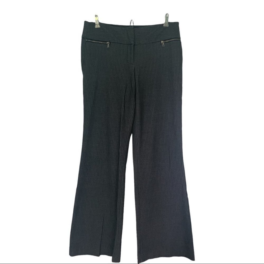 Express Gray Pinstripe Flare Editor Pants